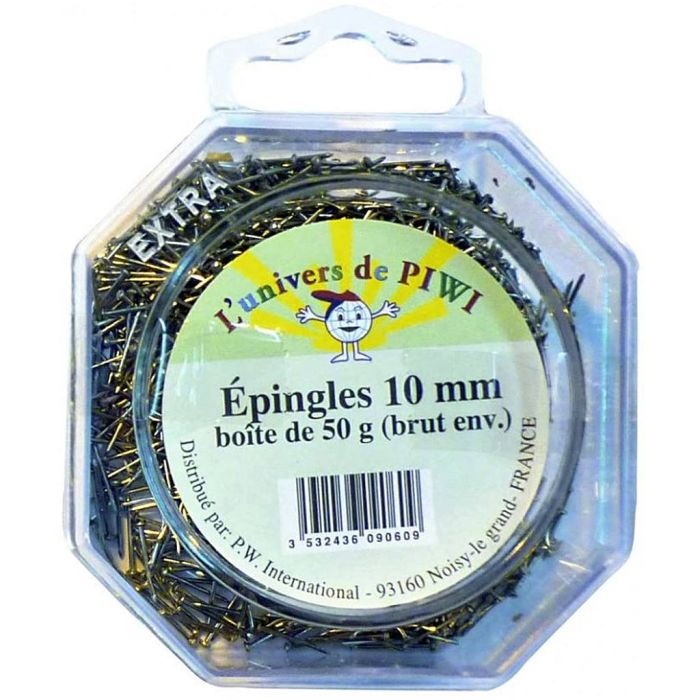 Silver pin for sequins, size 10 mm, 50 g/ 1 pack