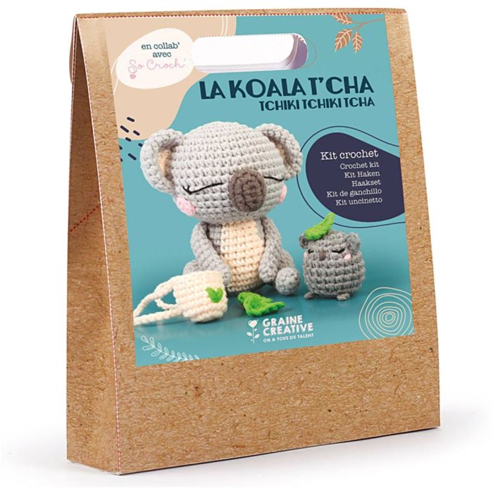 Amigurumi Crochet Kit, Coala bear, size 12.5 cm, 1 pack