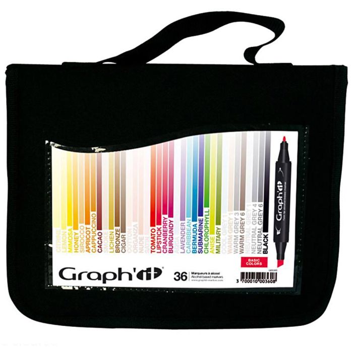 Graph'it alcohol pen set, standard colours, 36 pc/ 1 pack