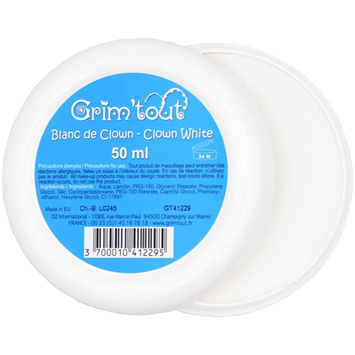 Clown face paint, white, 50 ml/ 1 tub