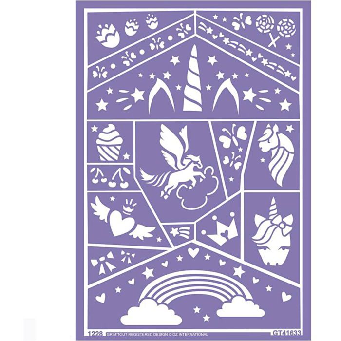 Adhesive face paint stencil, Unicorn, 1 pack
