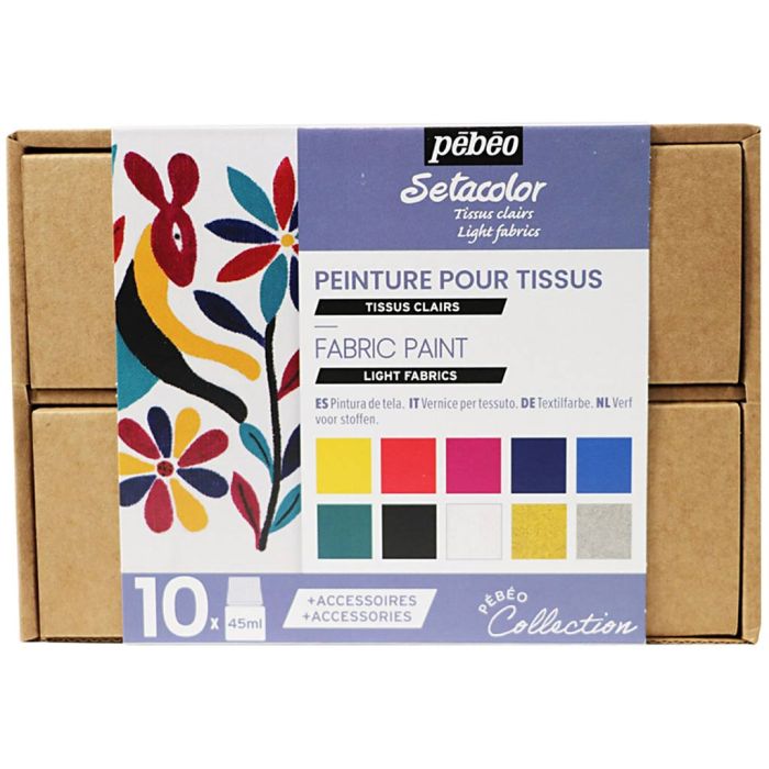 Pébéo Collection boxed set, Fabric paint for light fabric, assorted colours, 1 pack