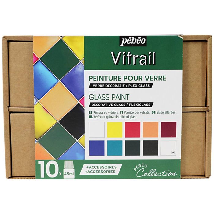 Pébéo Collection boxed set, Paint for stained glass, assorted colours, 1 pack
