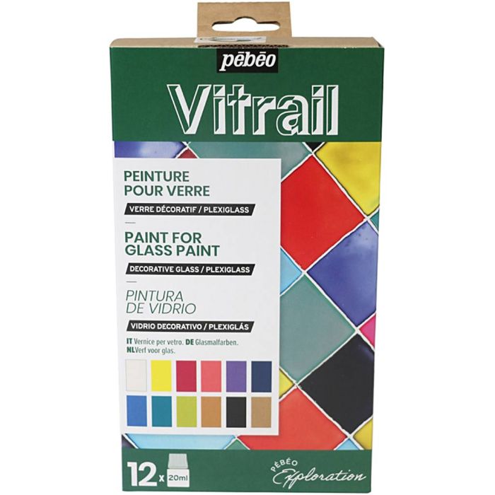 Pébéo Exploration Set, Paint for stained glass, assorted colours, 12x20 ml/ 1 pack
