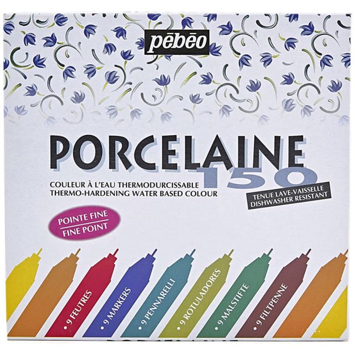Pébéo porcelain markers, P150 – Fine tip, 9 pc/ 1 pack