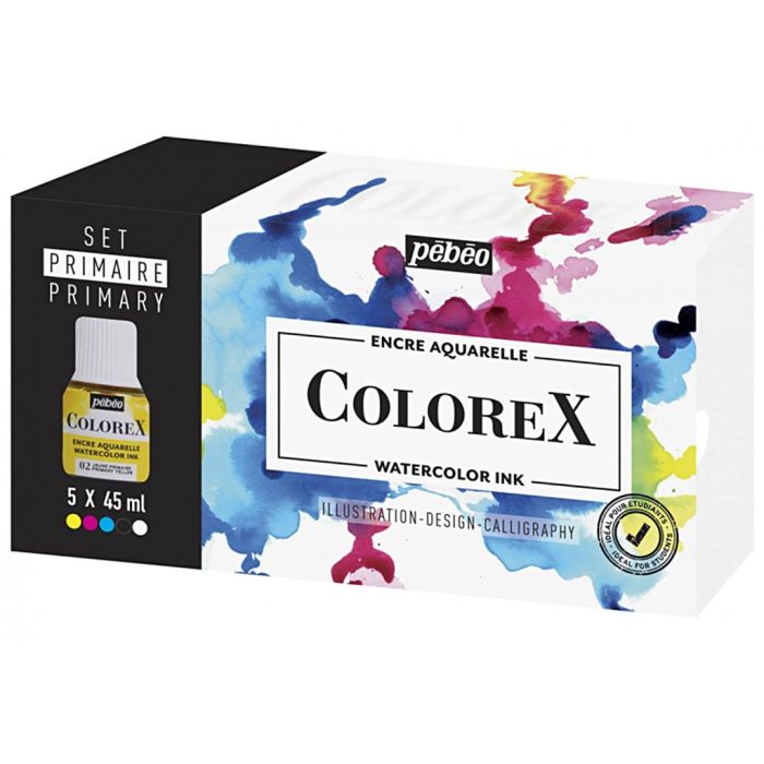 Colorex watercolour ink set, primary colours, 5x45 ml/ 1 pack
