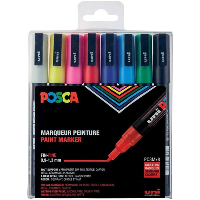 Set of Posca markers, PC-3M, no. PC-3M, standard colours, 8 pc/ 1 pack