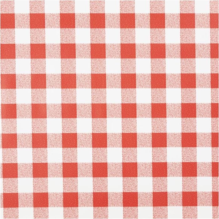 Oilcloth, check, W: 140 cm, red, white, 20 m/ 1 roll