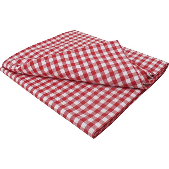 Cotton fabric, squares 1x1 cm, W: 145 cm, red, white, 5 m/ 1 pack
