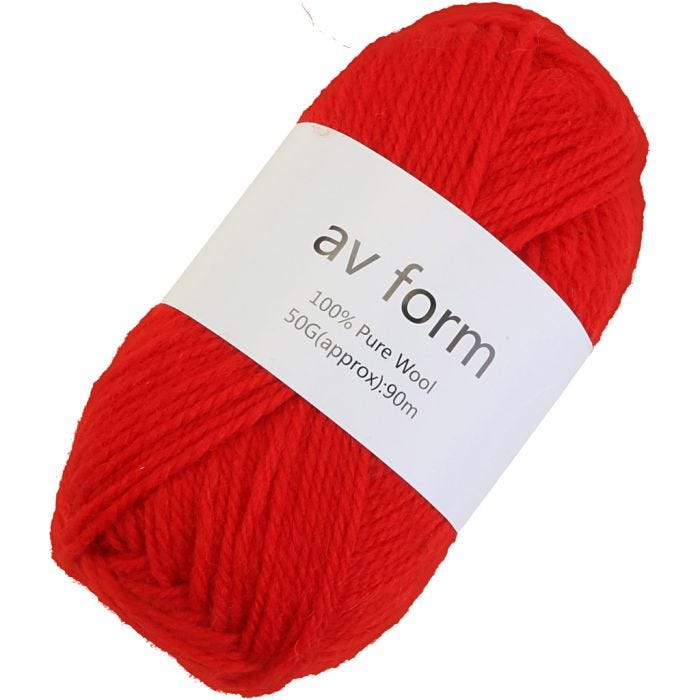Wool yarn, red, 50 g/ 1 pc