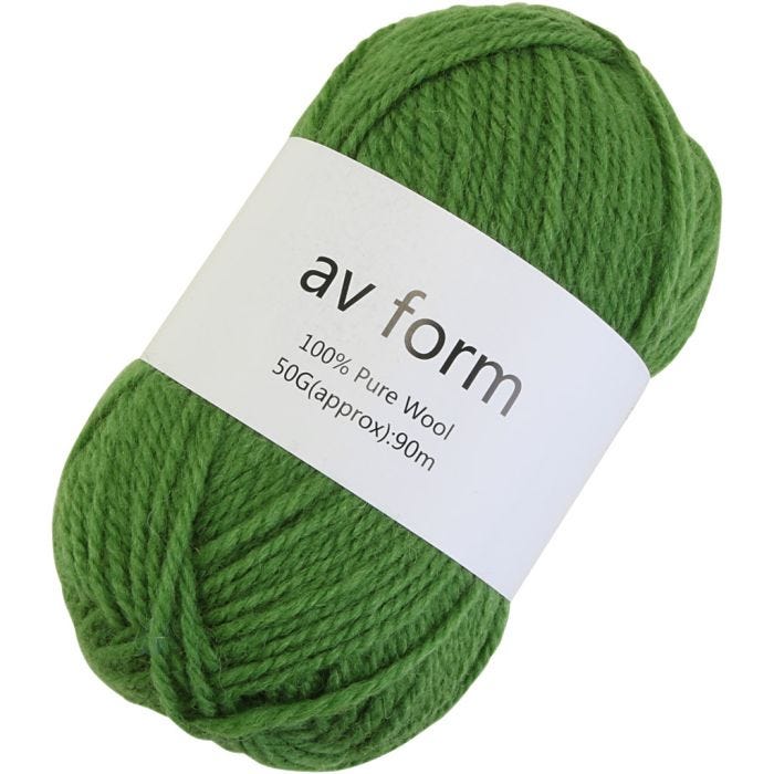 Wool yarn, green, 50 g/ 1 pc