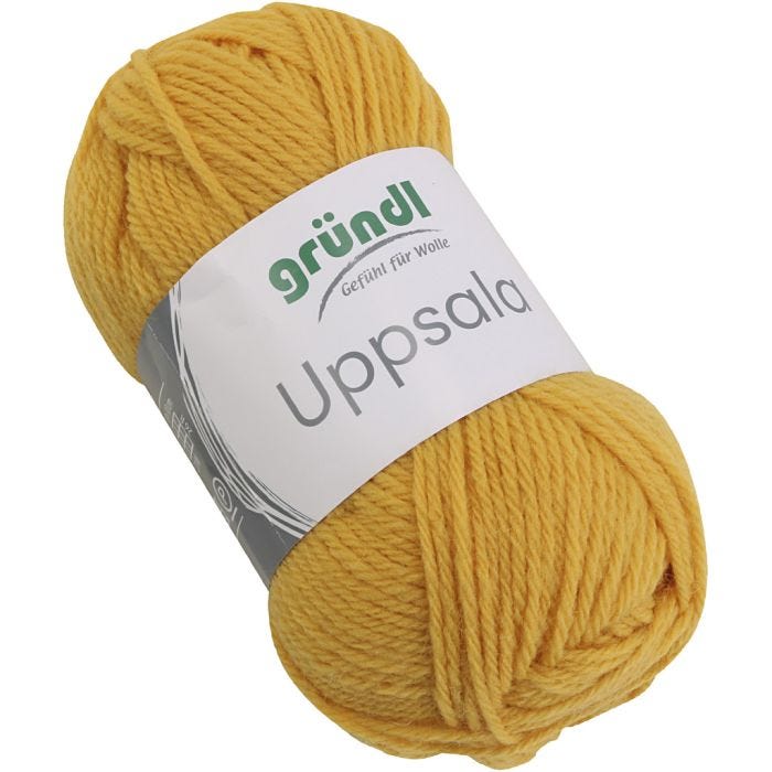 Wool yarn, L: 125 M, yellow, 50 g/ 1 pc