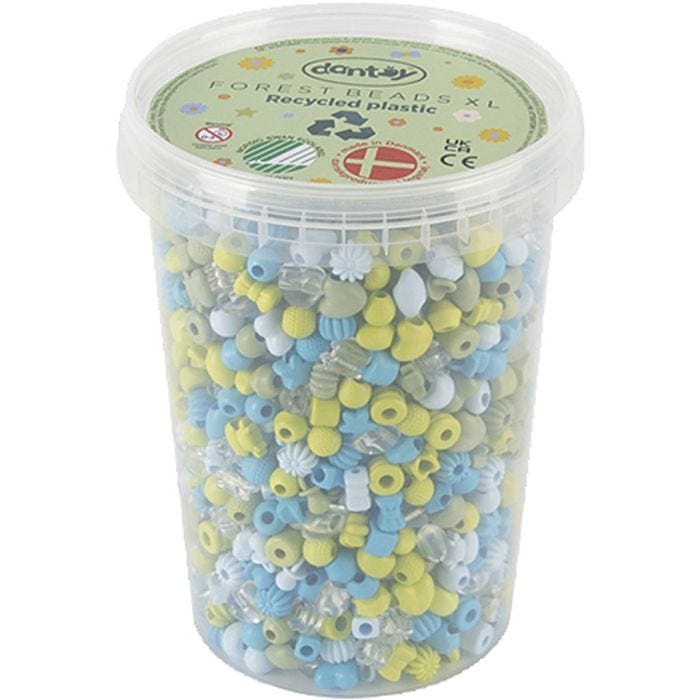 Dantoy Beads, Recycled plastic, dia. 5-8 mm, hole size 4 mm, blue/green harmony, 1580 pc/ 1 pack