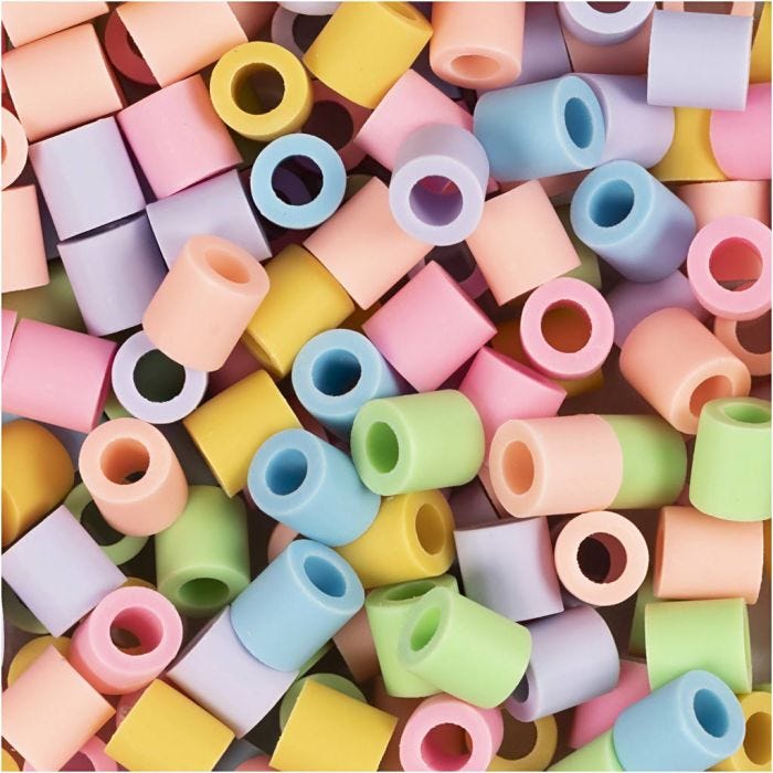 NABBI BioBeads, size 5x5 mm, hole size 2.5 mm, medium, pastel colours, 1000 pc/ 1 pack