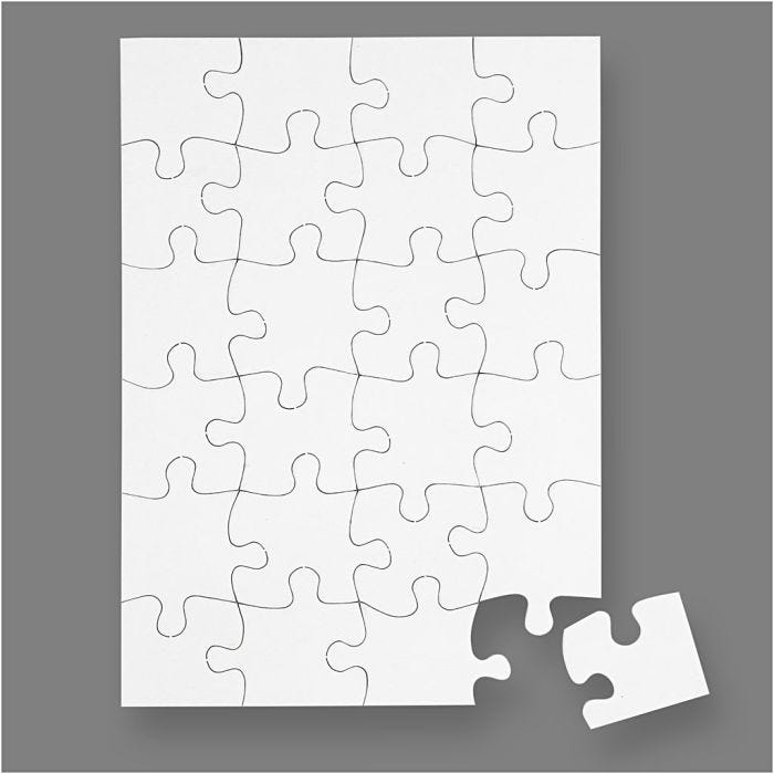 Jigsaw Puzzle, size 15x21 cm, white, 24 puzzle pieces, 16 pc/ 1 pack