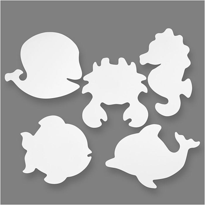Sealife, H: 18,5-26 cm, W: 15-29 cm, 230 g, white, 16pc/ 1 pack