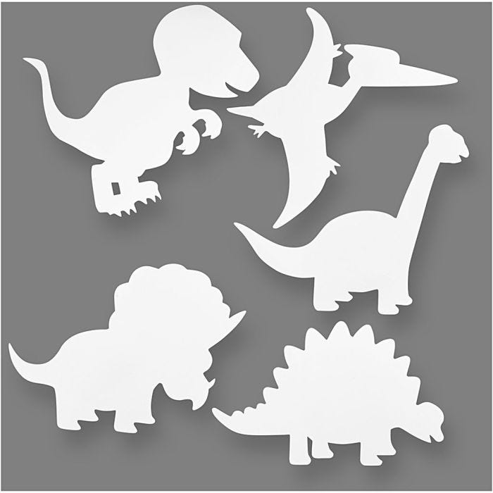 Dinosaur, H: 15-22 cm, W: 24-25 cm, 230 g, white, 16pc/ 1 pack