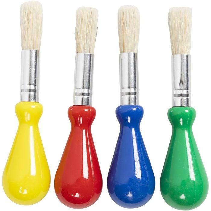 Kids Paint Brushes, L: 11,5 cm, W: 11 mm, dia. 13 mm, round, 4pc/ 1 pack