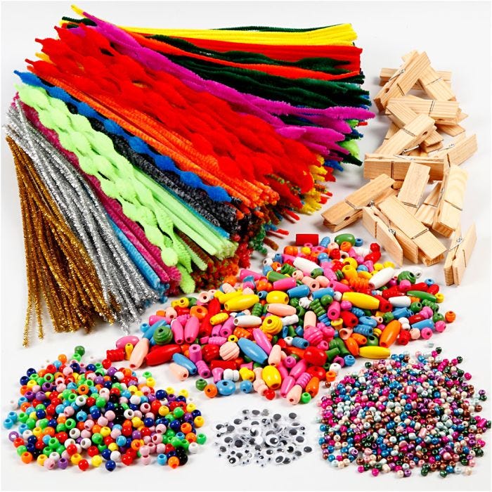Fun with pegs and pipe cleaners, assorted colours, 1 set