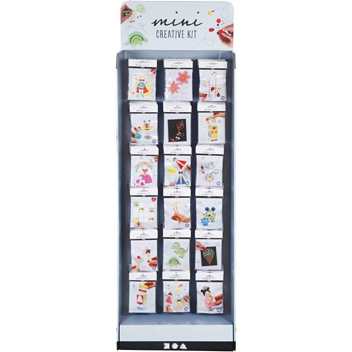 Floor display with Mini Craft Kit, H: 1500 mm, W: 580 mm, white, 108 set/ 1 pack