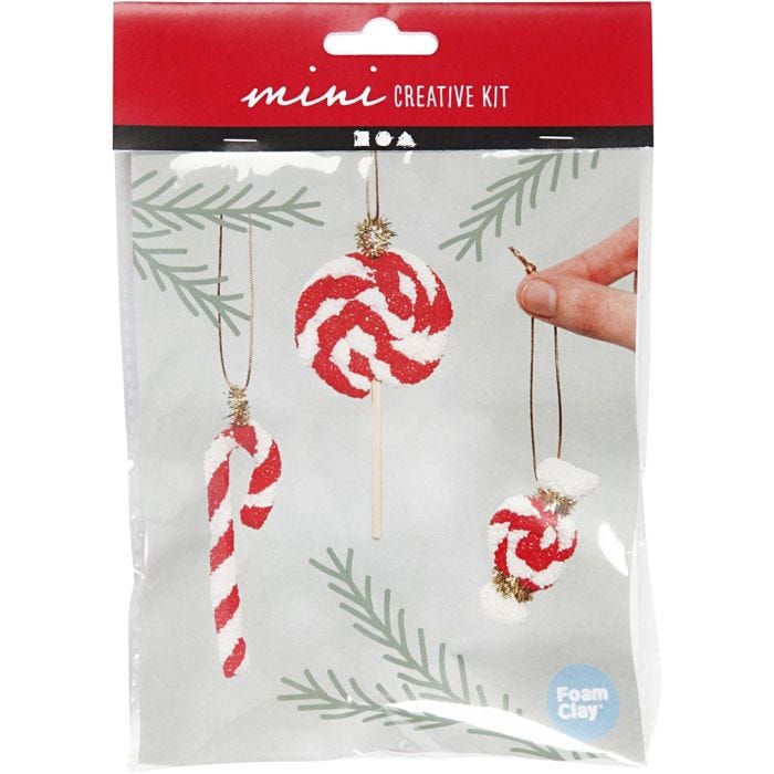 Mini Craft Kit, Christmas candy cane hanging decoration, 1 pack