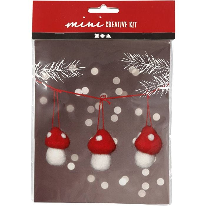 Mini Craft Kit, hanging toadstools on a string, H: 5.5 cm, 1 set