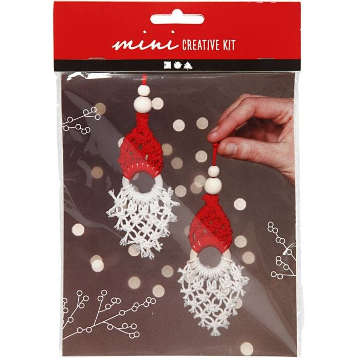 Mini Craft Kit, macramé Christmas elf, 14 cm, 1 pack