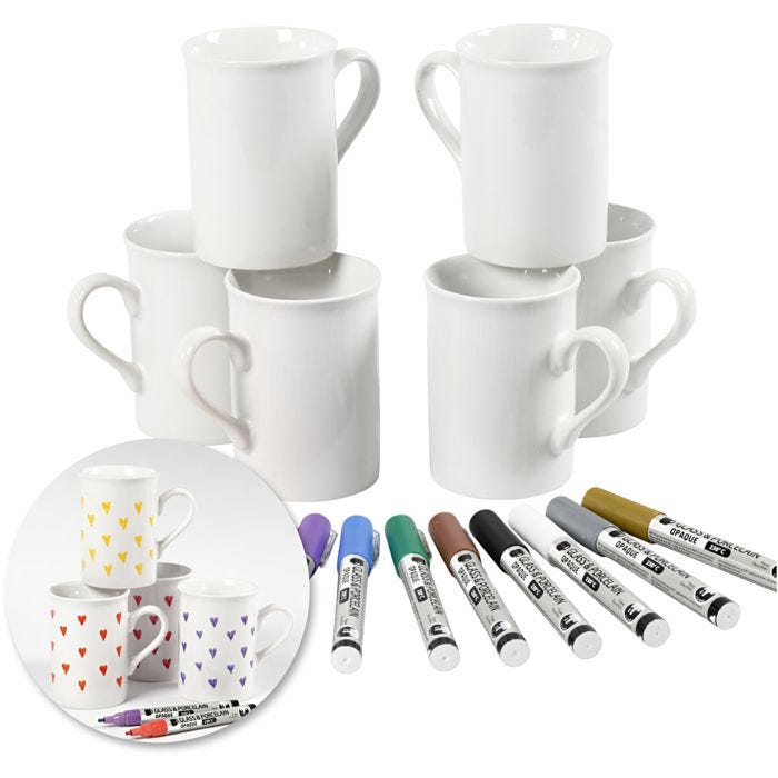 Creative kit – Decorate mugs with porcelain markers, 1 set