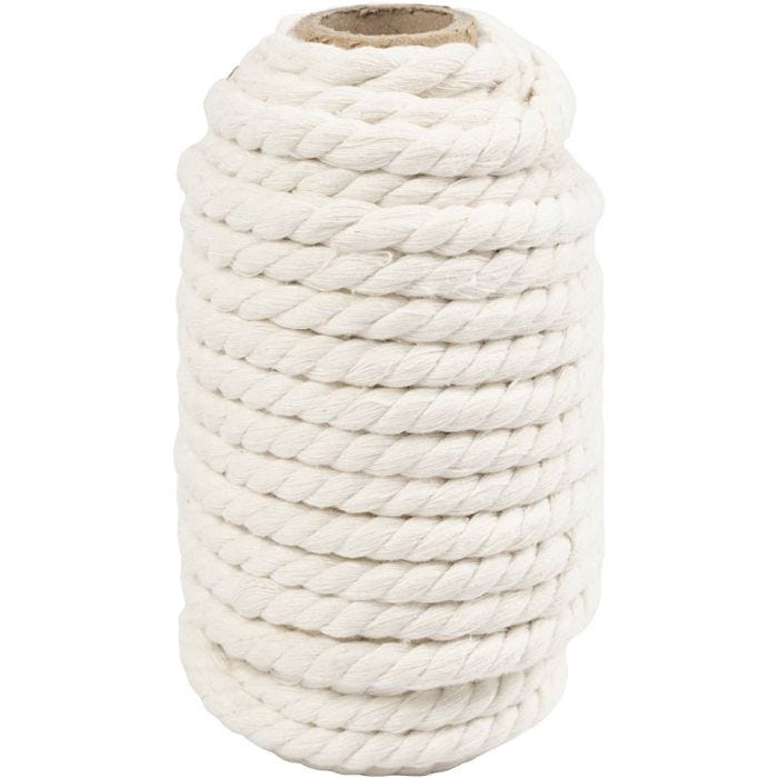 Macramé rope, L: 12 M, dia. 8,5 mm, off-white, 300 g/ 1 roll