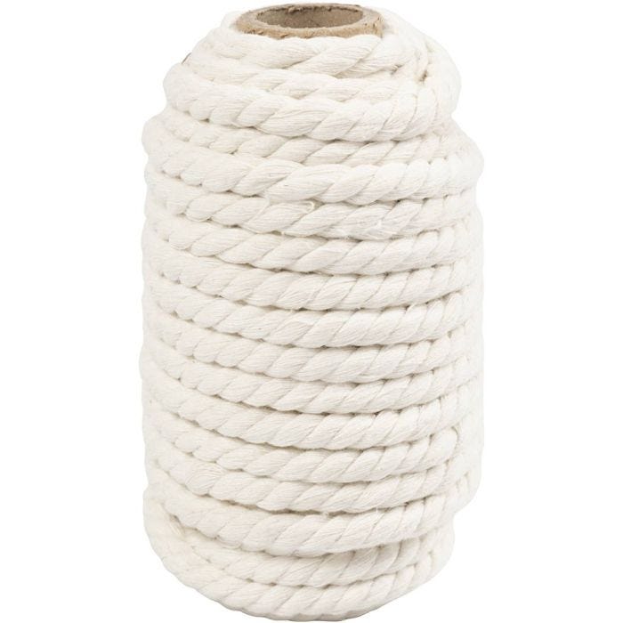 Macramé rope, L: 12 m, dia. 8,5 mm, off-white, 300 g/ 1 roll