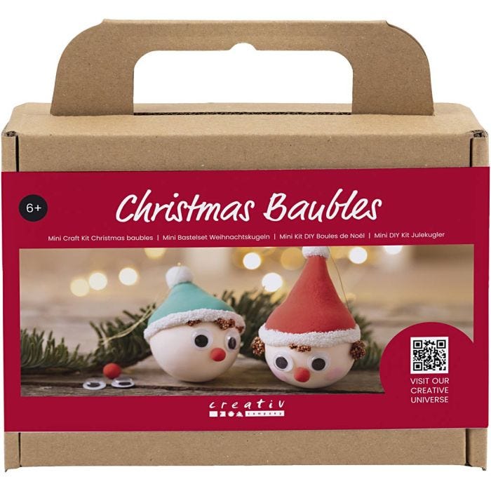 Mini Craft Kit Christmas Baubles, Red and Green Elves, 1 pack