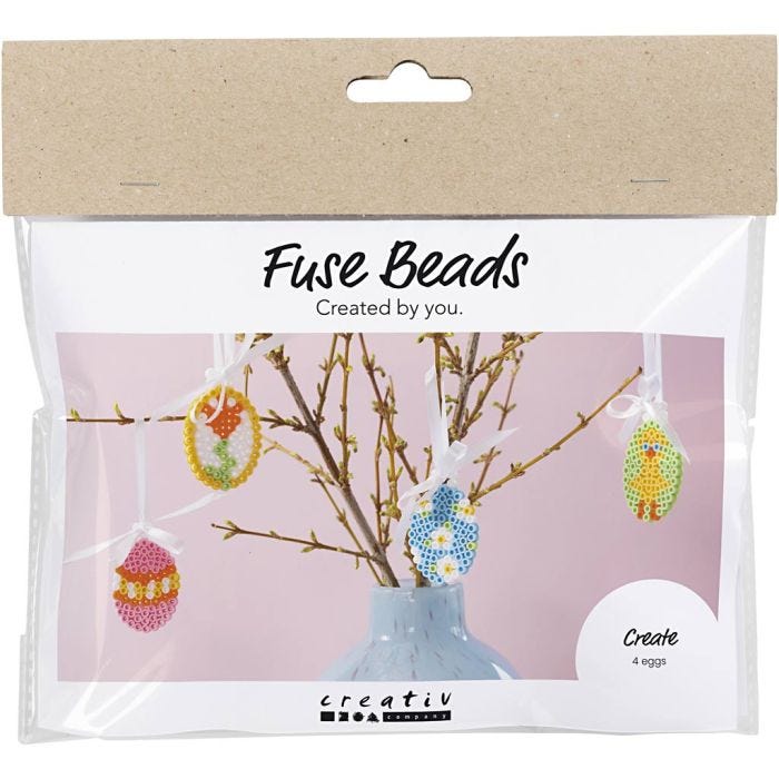 Mini Craft Kit Fuse Beads, Egg hanging decorations, assorted colours, 1 pack