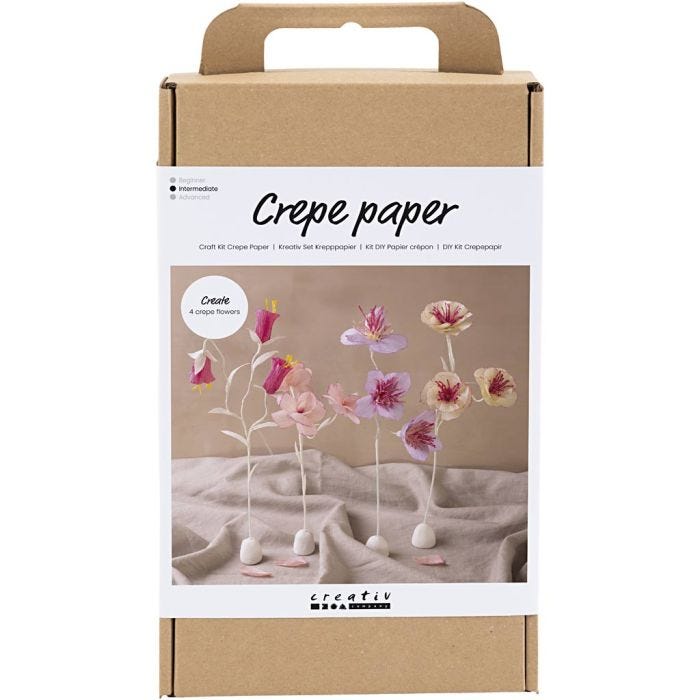 Craft Kit Crepe Paper, Flower, pastel colours, 1 pack