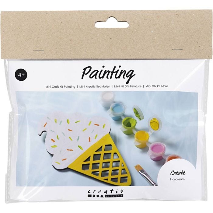 Mini Craft Kit Painting, Ice Cream Cone, assorted colours, 1 pack