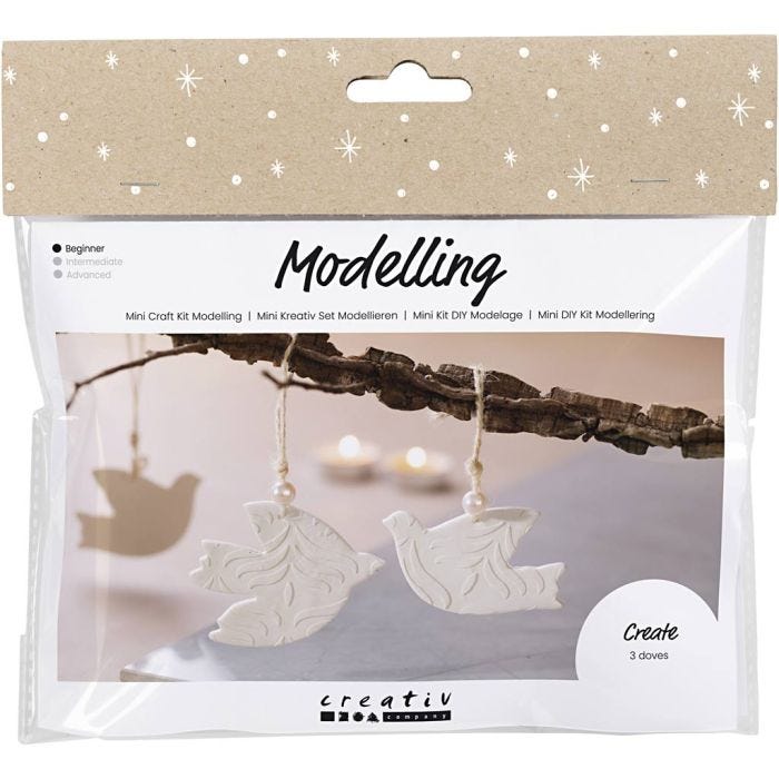 Mini Craft Kit Modelling, Doves, off white, 1 pack