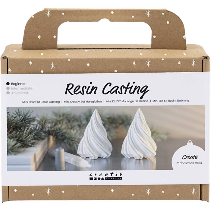 Mini Craft Kit Resin Casting, Christmas trees, white, 1 pack