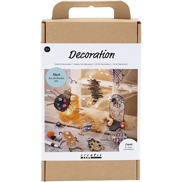 Craft Kit Decoration, Insects, worms and tombstones, assorted colours, 1 pack