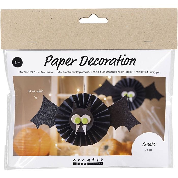 Mini Craft Kit Paper Decorations, Bats, black, white, 1 pack