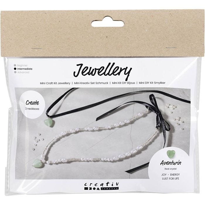 Mini Craft Kit Jewellery, Aventurin heart, clear, 1 pack