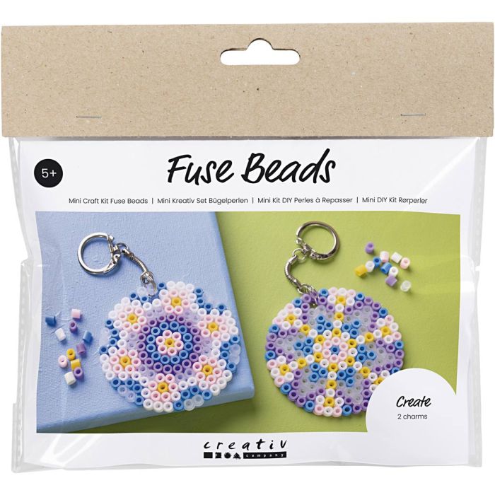 Mini Craft Kit Fuse Beads, Charms/bag decorations, assorted colours, 1 pack