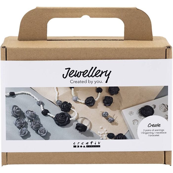 Mini Craft Kit Jewellery, Roses, black, black/white, white, 1 pack