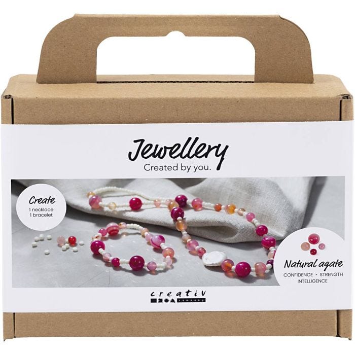 Mini Craft Kit Jewellery, Necklace and bracelet, pink, 1 pack