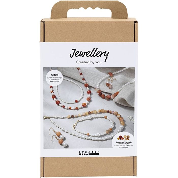 Craft Kit Jewellery, beige, burnt orange, white - mother-of-pearl, 1 pack