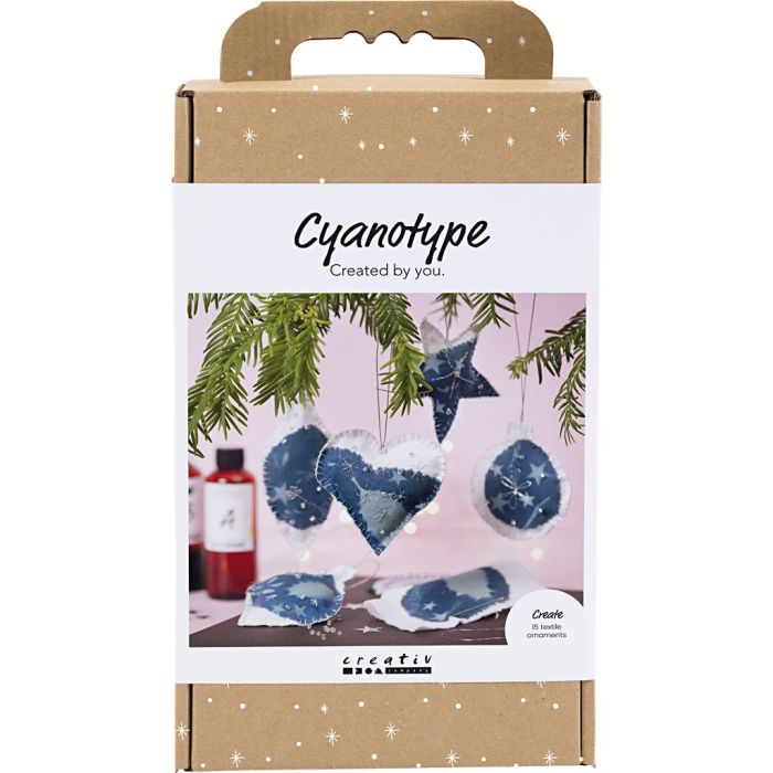 Craft Kit Cyanotype, Christmas decorations, blue, silver, 1 pack