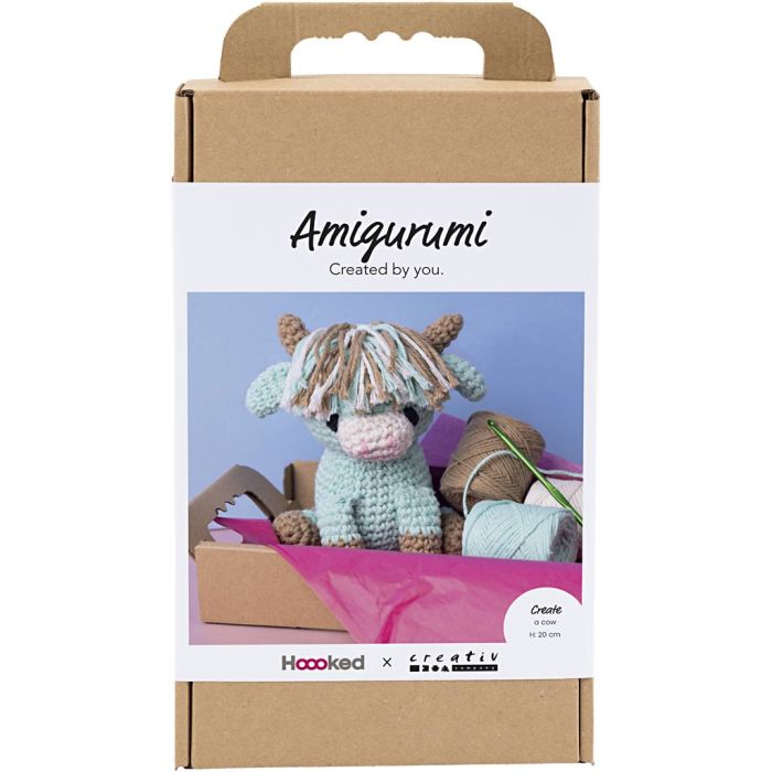 Craft Kit Amigurumi , Cow, beige, mint, 1 pack