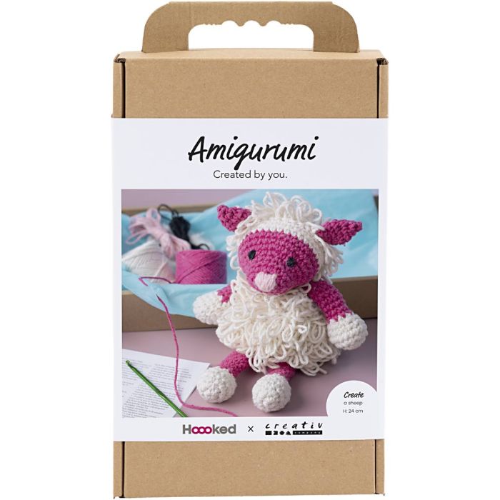 Craft Kit Amigurumi , Sheep, pink, off white, 1 pack