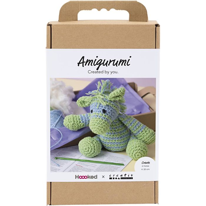 Craft Kit Amigurumi , Zebra, light blue, light green, 1 pack