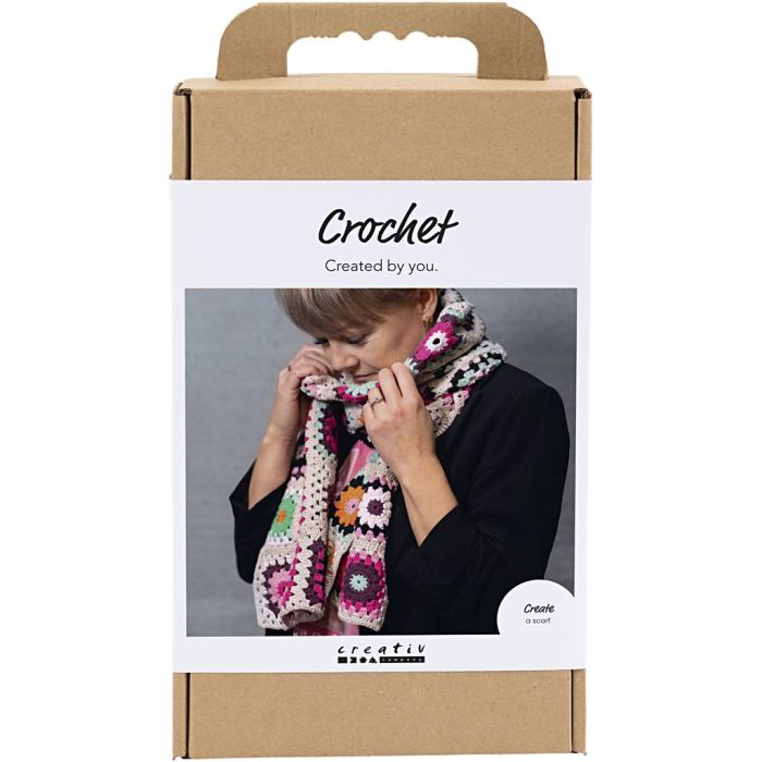Craft Kit Crochet, Scarf, cream, warm colors, 1 pack