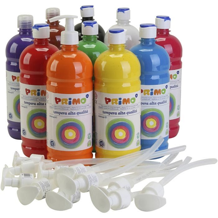 Tempera Paint Matte, matt, assorted colours, 10x1000 ml/ 1 pack
