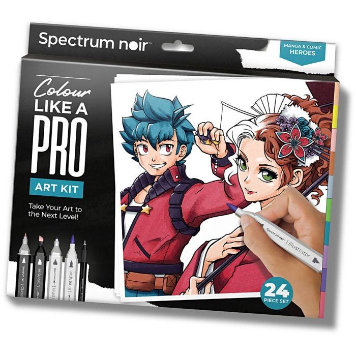 Craft Kit Illustration, Manga &amp; Comic Book Heroes, assorted colours, 1 pack